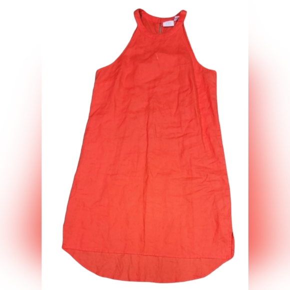 Sigrid Olsen Orange High Low Linen Dress Size Small - Picture 1 of 2